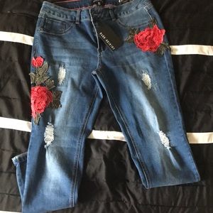 Size 15 FashionNova Rose Embellished jeans